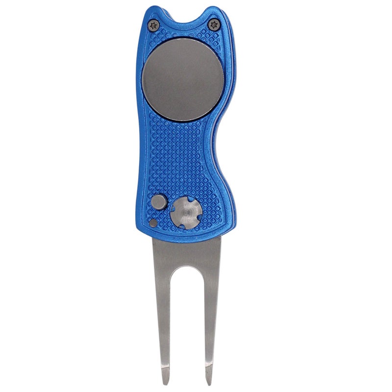 TuLick Divot Repair Tool with Magnetic Divot Tool, Golf Divot Repair Tool Made of Metal, Golf Divot Tool Foldable Design (Blue) - Image 1
